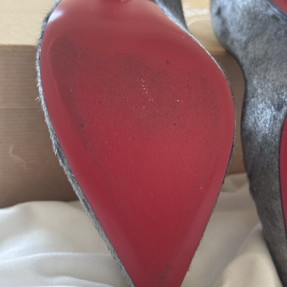 Christian Louboutin Silver Pony Hair Pumps - Picture 5 of 9